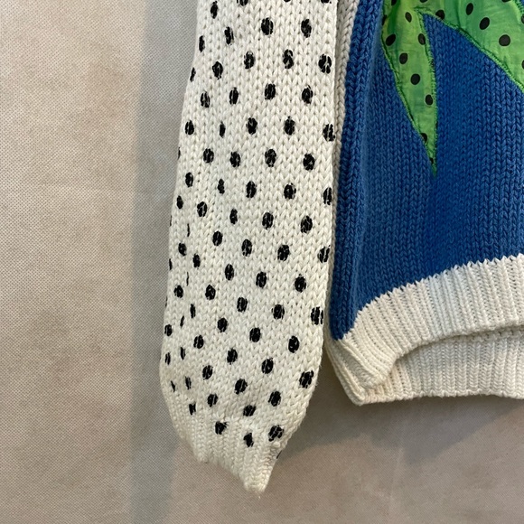 VINTAGE SPANNER | Funky palm tree knit sweater with silk palm tree | Size medium - Picture 5 of 10